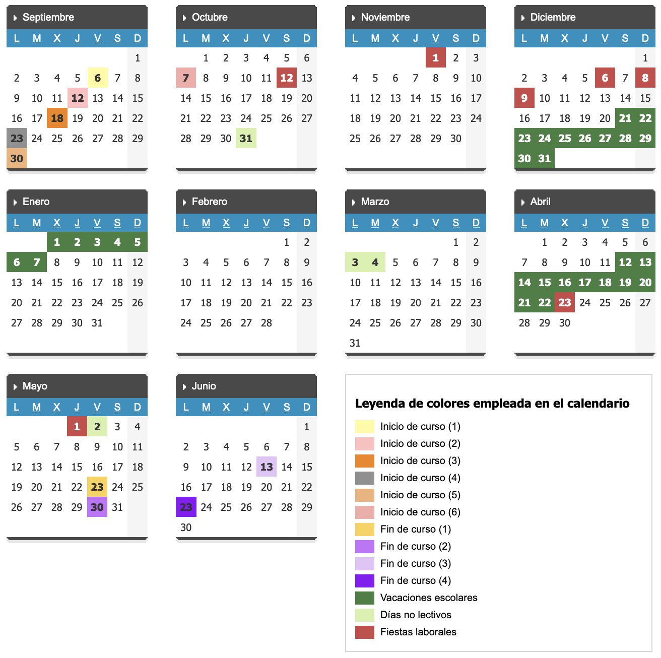 Calendario escolar 2024-2025